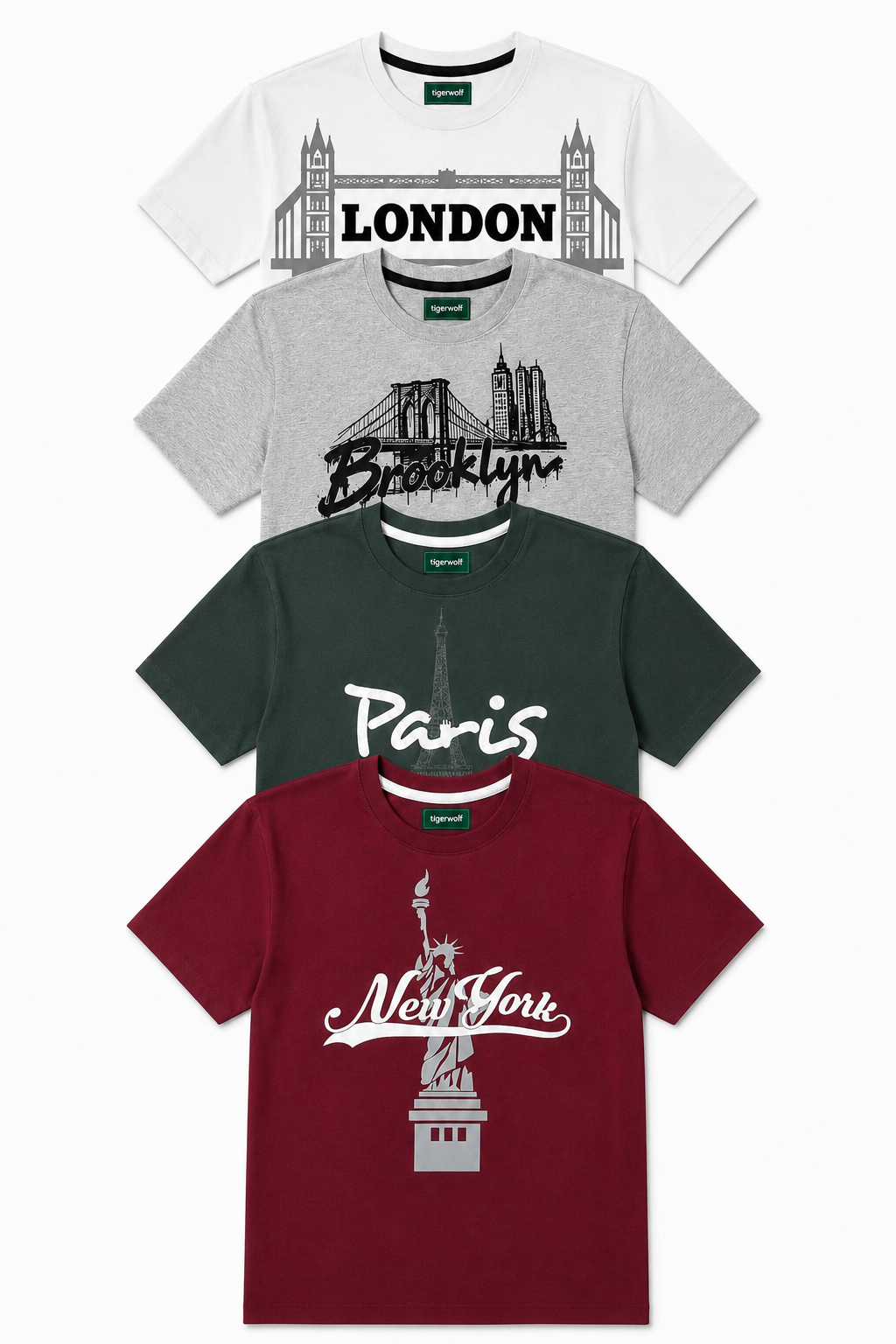 Men's Printed Crew Neck 4-Pack T-shirts