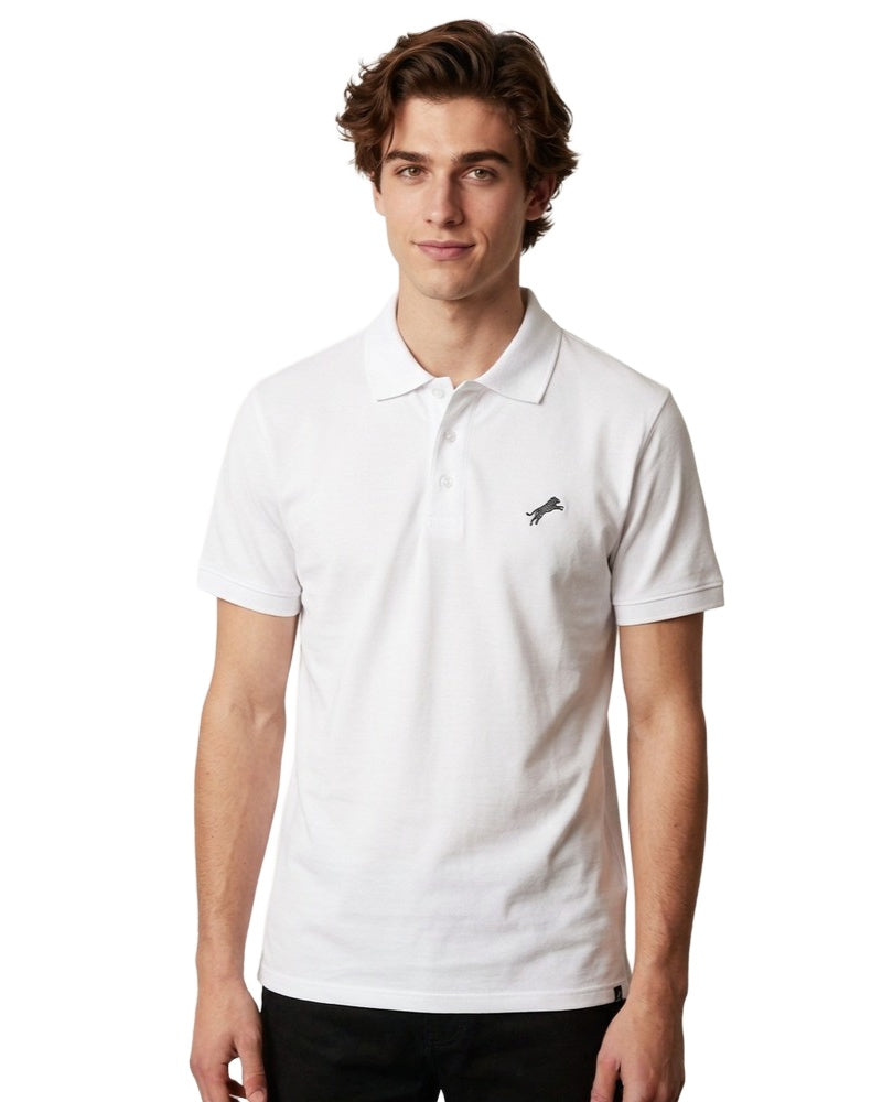 Contrast Hem Polo in white, on model