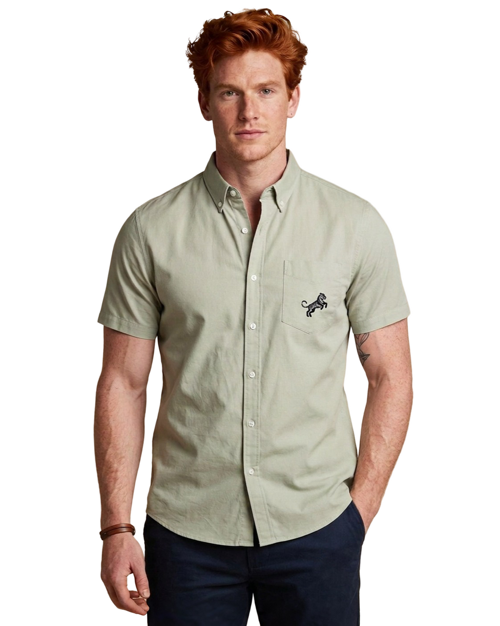 Signature Embroidered Short Sleeve Button-Down Shirt 4-Pack