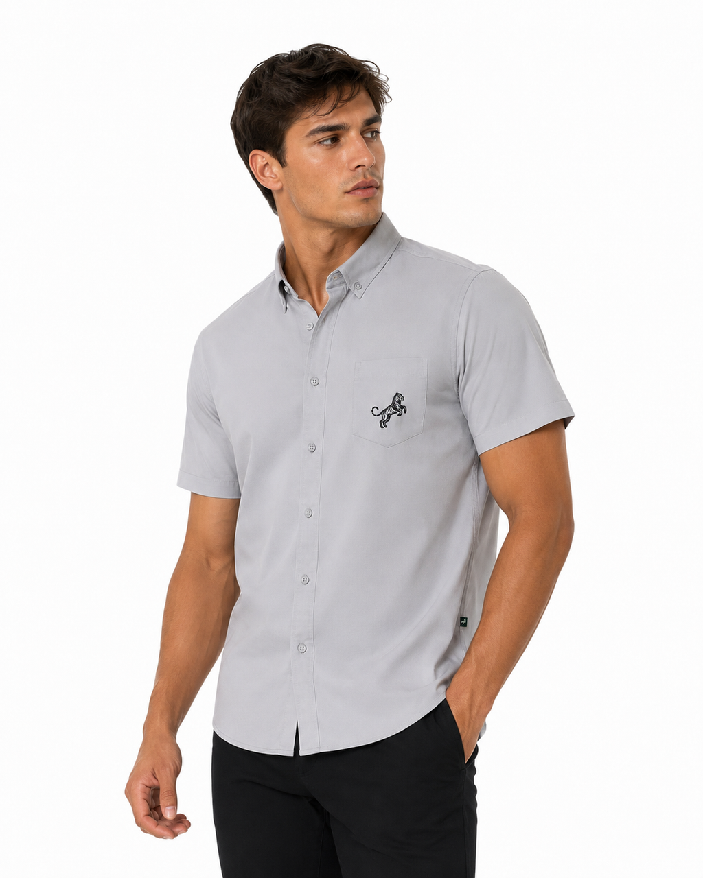 Signature Embroidered Short Sleeve Button-Down Shirt 4-Pack