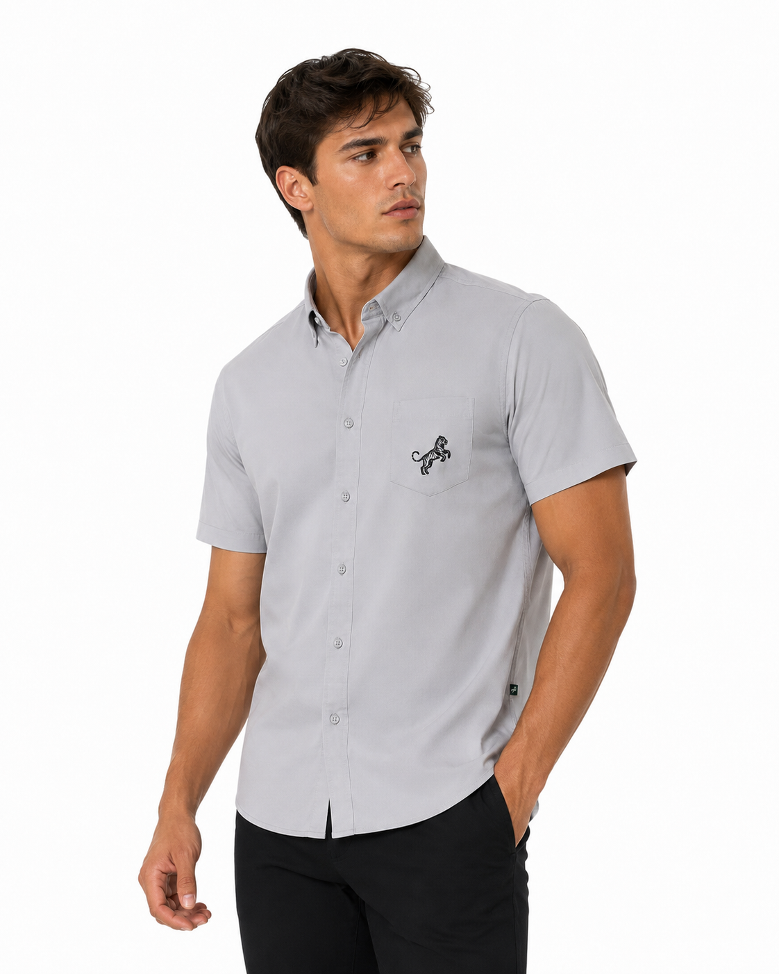 Signature Embroidered Short Sleeve Button-Down Shirt 4-Pack
