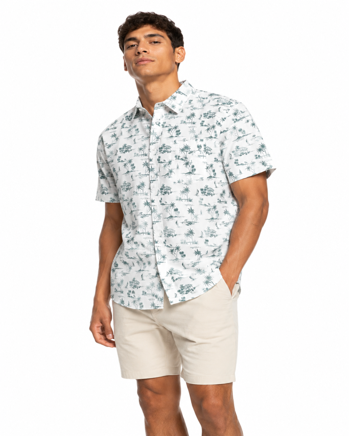 Men's Tropical Print Short Sleeve Button Down Shirt 4-Pack