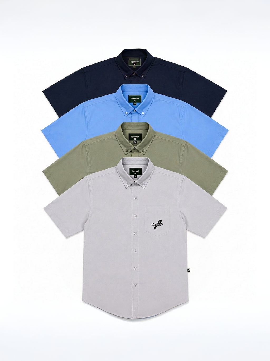 Signature Embroidered Short Sleeve Button-Down Shirt 4-Pack