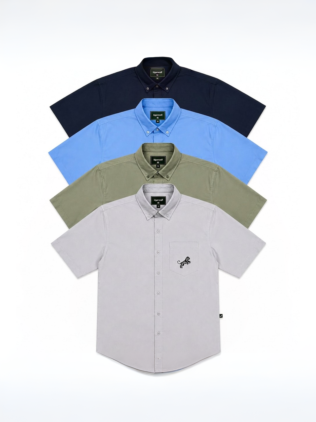 Signature Embroidered Short Sleeve Button-Down Shirt 4-Pack