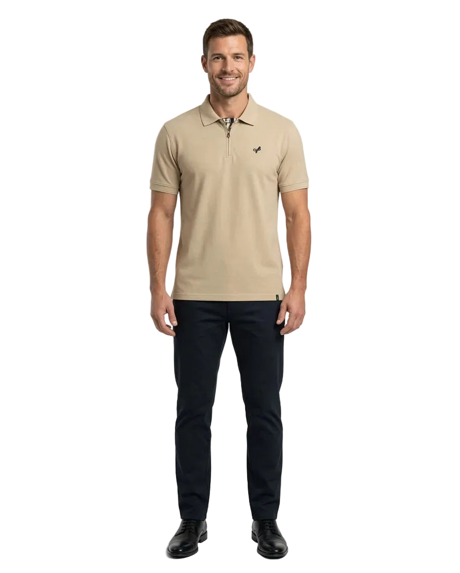 Men's Textured Zip Polo Shirt