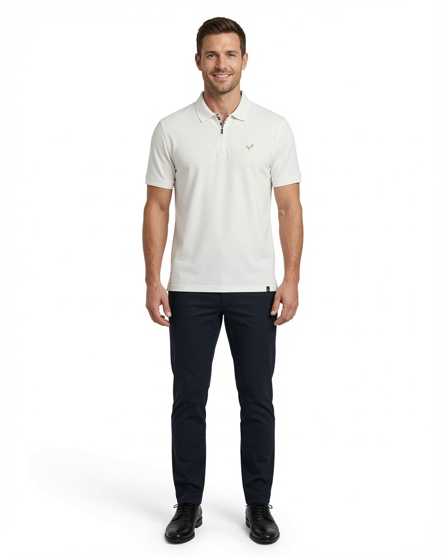 Men's Textured Zip Polo Shirt
