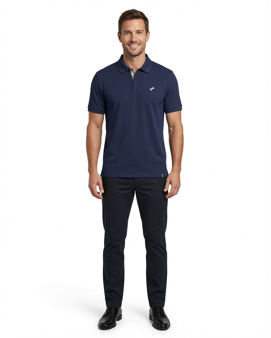 Men's Textured Zip Polo Shirt