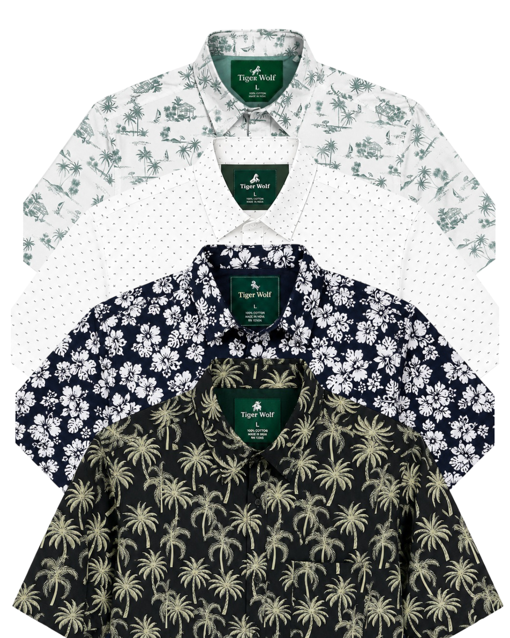 Men's Tropical Print Short Sleeve Button Down Shirt 4-Pack