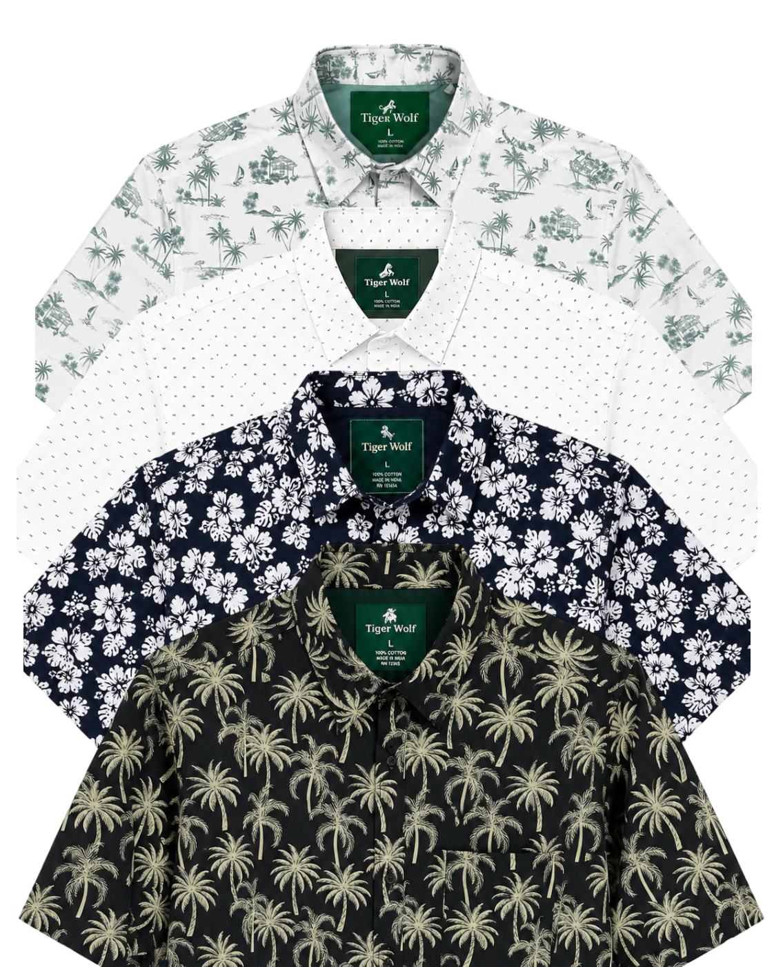 Men's Tropical Print Short Sleeve Button Down Shirt 4-Pack