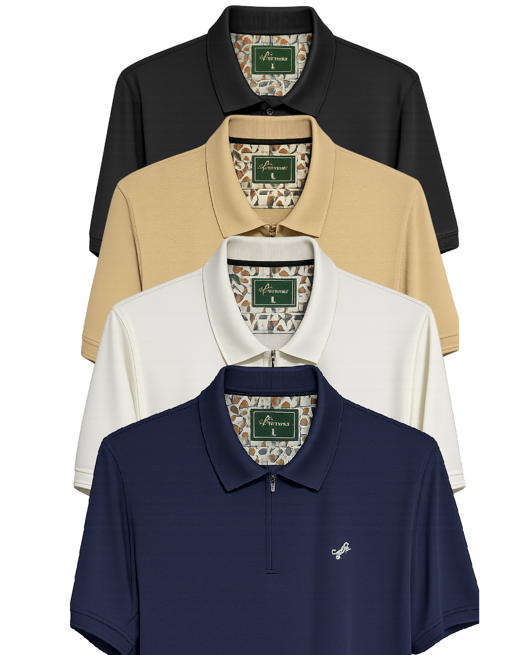 Men's Textured Zip Polo Shirt