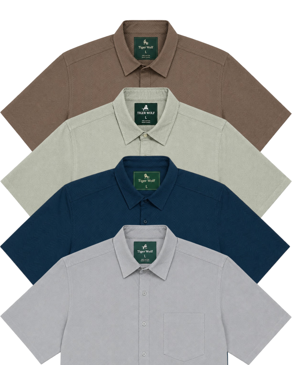 Men's Premium Textured Button Down Shirt 4-Pack