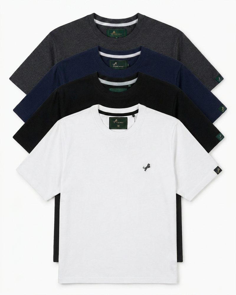 Tiger Wolf 4-Pack Men's Classic Crew Neck Tee