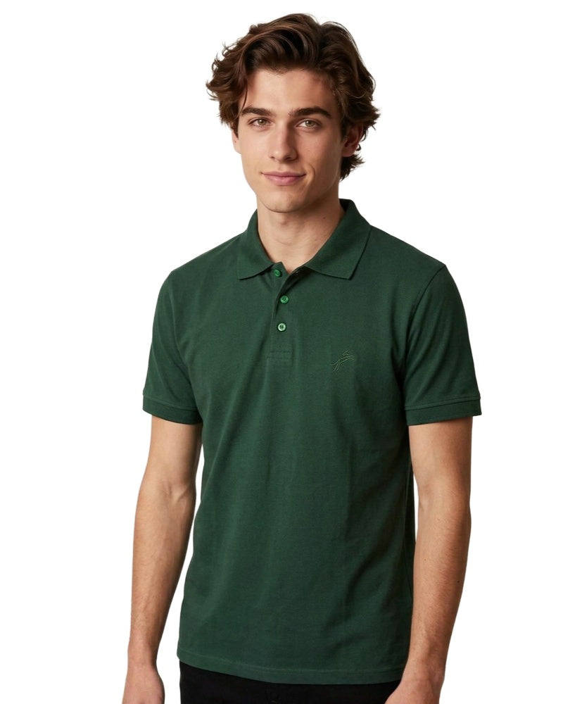 Contrast Hem Polo in green, on model